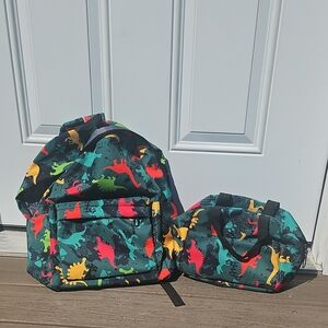 Dinosaur Print Kids Backpack and Lunch Bag Set